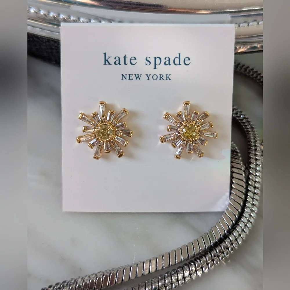 NWT Kate Spade Sunny Studs - Gold/Clear/Yellow